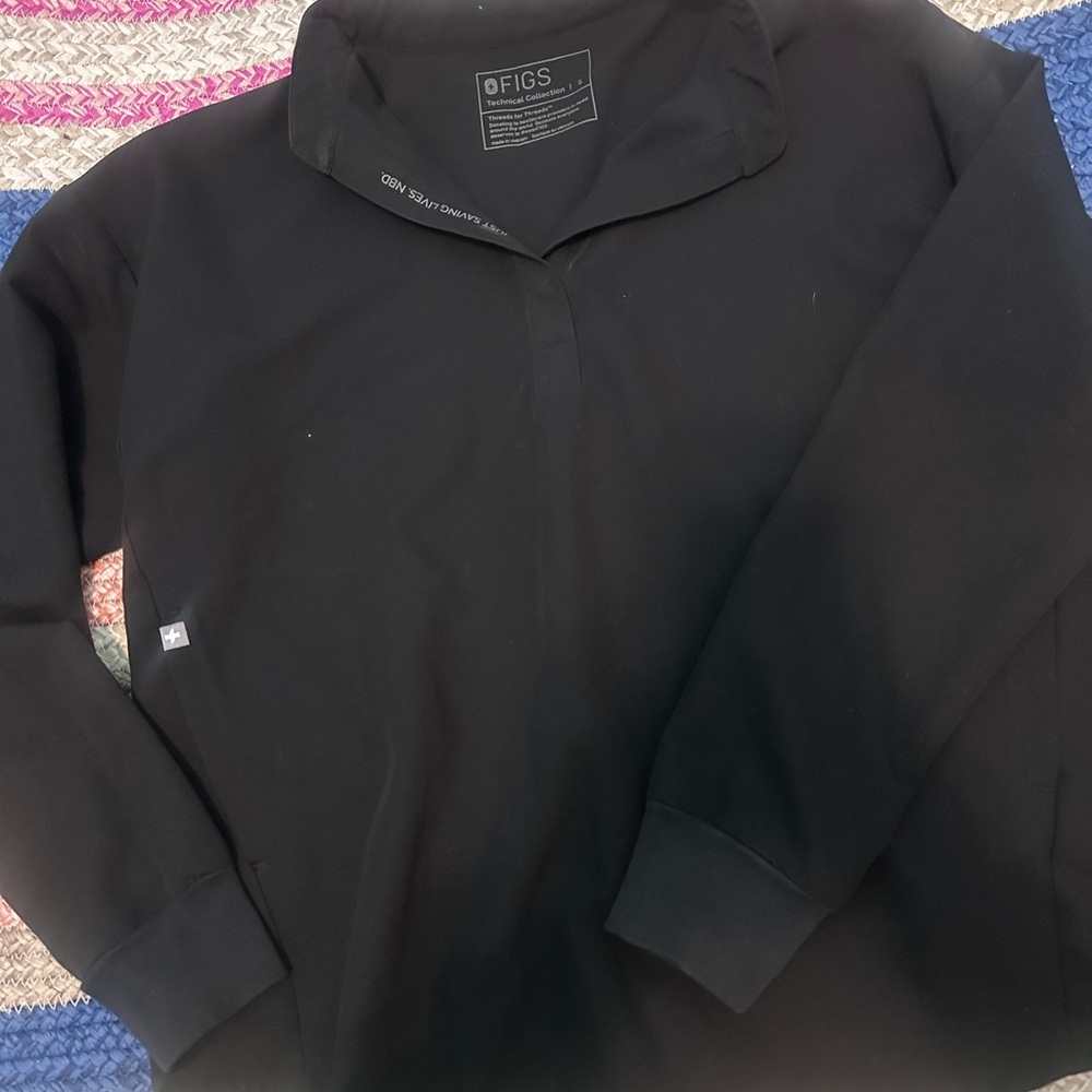 Figs Black Long Sleeve Medical Top